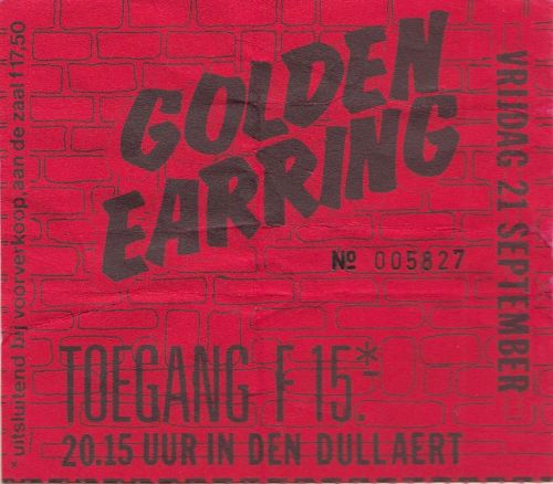 Golden Earring show ticket#5827 September 21 1984 Hulst